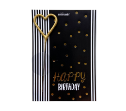 Brīnumsvecīte ar kartiņu  "Happy Birthday.Black&White" (11x8 cm)    