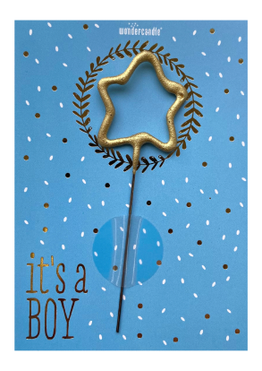 Brīnumsvecīte ar kartiņu  "It's a Boy" (11x8 cm)    