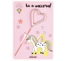 Brīnumsvecīte ar kartiņu "Be a Unicorn" (11x8 cm)  