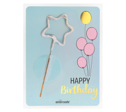 Brīnumsvecīte ar kartiņu "Happy Birthday Balloons" (11x8 cm)