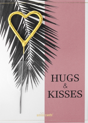 Brīnumsvecīte ar kartiņu "Hugs&Kisses"  (11x8 cm)   