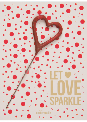 Brīnumsvecīte ar kartiņu  "Let love sparkle" (11x8 cm)