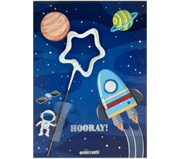 Brīnumsvecīte ar kartiņu  "Space hooray!" (11x8 cm) 