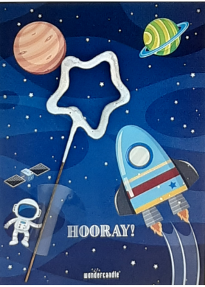 Brīnumsvecīte ar kartiņu  "Space hooray!" (11x8 cm) 