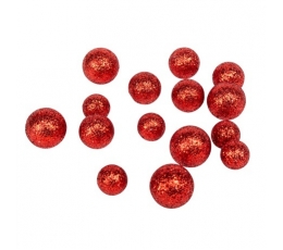 Bumbiņas-dekorācijas, sarkani (15gab./1,5-3 cm)