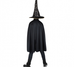 Burvja apmetnis ar cepuri, melns zvaigžņots (140 cm.) 2