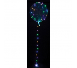 Caurspīdīgs balons ar krāsainām LED lampiņām