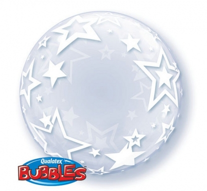 Caurspīdīgs (bubble) balons "Zvaigznes" (60 cm)