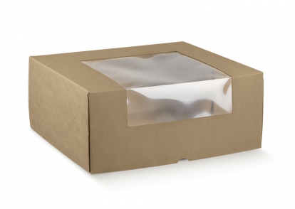 Dāvanu kaste ar lodziņu, krafts (350x350x150 mm)