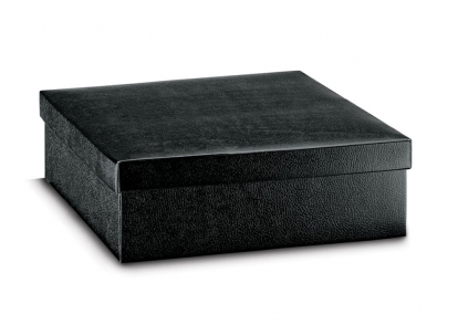 Dāvanu kastīte ar vāku, melna ādas imitācija (300x200x100 mm)