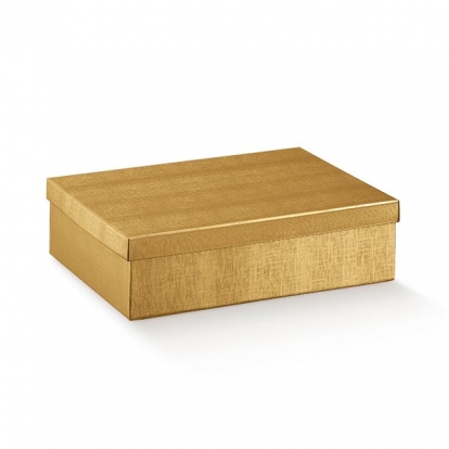 Dāvanu kastīte ar vāku, zelta (380x260x110 mm)