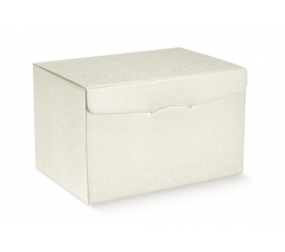 Dāvanu kastīte, balta ar aplīšiem (300x300x240 mm)