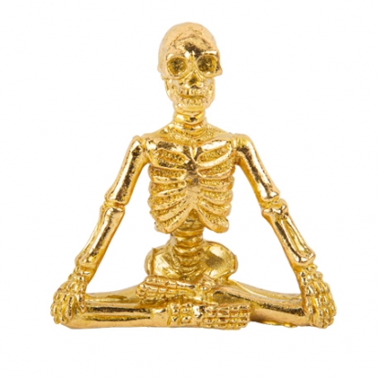 Dekorācija "Sēdošs skelets", zelta (7,3x7,5 cm)