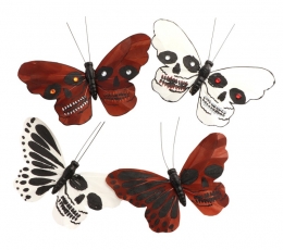 Dekoratīvās piespraudes "Galvaskausa tauriņi"