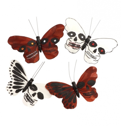 Dekoratīvās piespraudes "Galvaskausa tauriņi"