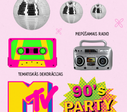 Dekorāciju komplekta noma "90. gadu diskotēka"