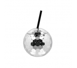 Dekoratīvā glāzīte ar salmiņu "Disko bumba" (11 cm)