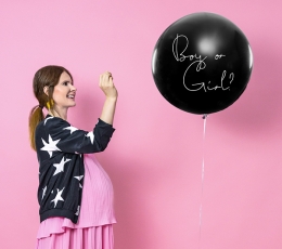 Liels balons "Kas piedzims?", ar rozā konfeti (1 gab./1 m) 1