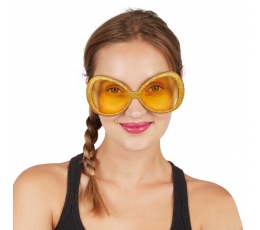 Disko stila brilles, zeltaini spīdīgas