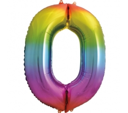 Folija balona numurs "0", varavīksnes krāsās (86 cm)