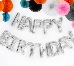 Folija baloni "Happy Birthday" , sudraba (35 cm) 1