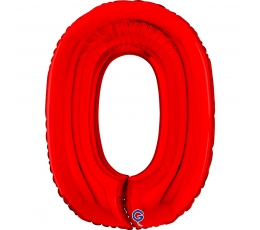 Folija balons "0", sarkans (66 cm)