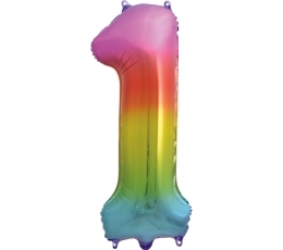 Folija balons "1" varavīksnes krāsās (86 cm)
