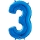 Folija balons "3", zils (66 cm)