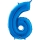 Folija balons "6", zils  (66 cm)