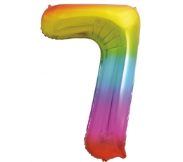 Folija balons "7" varavīksnes krāsās (86 cm)
