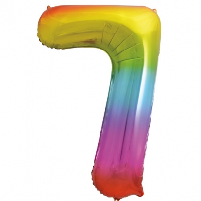 Folija balons "7" varavīksnes krāsās (86 cm)