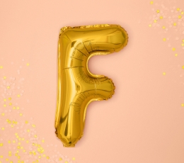 Folija balons-burts "F", zelts (35 cm) 1