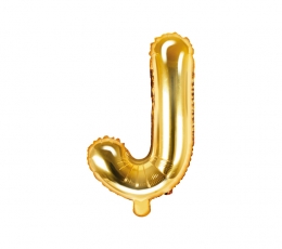 Folija balons -burts "J", zelta (35 cm)