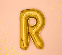 Folija balons -burts "R", zelta (35 cm) 1