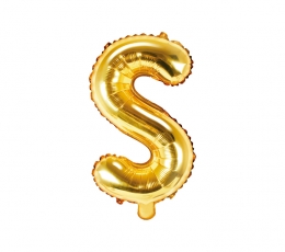 Folija balons -burts "S", zelta (35 cm)