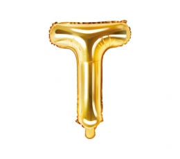 Folija balons -burts "T", zelta (35 cm)