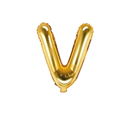 Folija balons -burts  "V", zelta (35 cm)