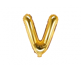 Folija balons -burts  "V", zelta (35 cm)