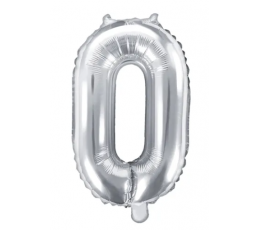 Folija balons - cipars "0", sudraba (35 cm)
