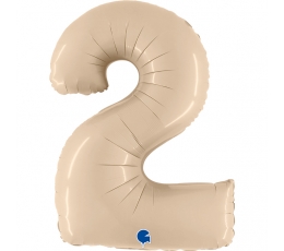 Folija balons - cipars "2", krēmkrāsas (102 cm)