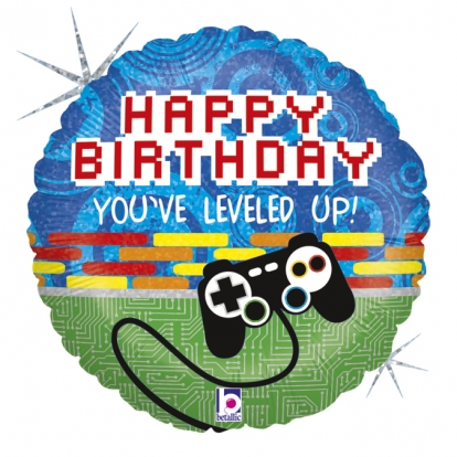 Folija balons "Datorspēle - Daudz laimes dzimšanas dienā" (46 cm)