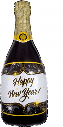 Folija balons "Happy New Year", šampanieties