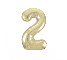 Folija balons - numurs "2", šampanieša krāsā (86 cm)