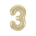 Folija balons - numurs "3", šampanieša krāsā (86 cm)