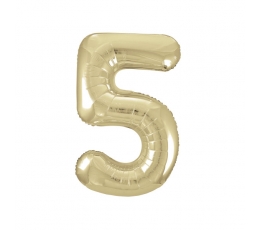 Folija balons - numurs "5", šampanieša krāsā (86 cm)