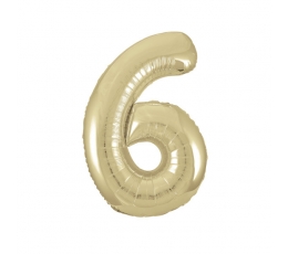 Folija balons - numurs "6", šampanieša krāsā (86 cm)