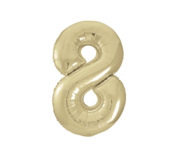 Folija balons - numurs "8", šampanieša krāsā (86 cm)