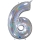 Folija balons, skaitlis "6", hologrāfisks  (66 cm)