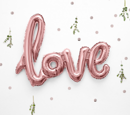 Folija balons - uzraksts "love", rozā - zelta (73 x 59 cm) 1