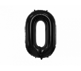 Folija balons "0", melns (86 cm)